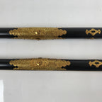 Japanese Buddhist Altar Decorative Pillars Vtg Cylinders 2pc Brass Gold BA291