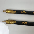 Japanese Buddhist Altar Decorative Pillars Vtg Cylinders 2pc Brass Gold BA291