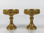 Japanese Buddhist Altar Fitting 24KGP Rice Offering Cup Vtg Gold 2pc Lotus BA762