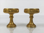 Japanese Buddhist Altar Fitting 24KGP Rice Offering Cup Vtg Gold 2pc Lotus BA762