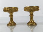 Japanese Buddhist Altar Fitting 24KGP Rice Offering Cup Vtg Gold 2pc Lotus BA762