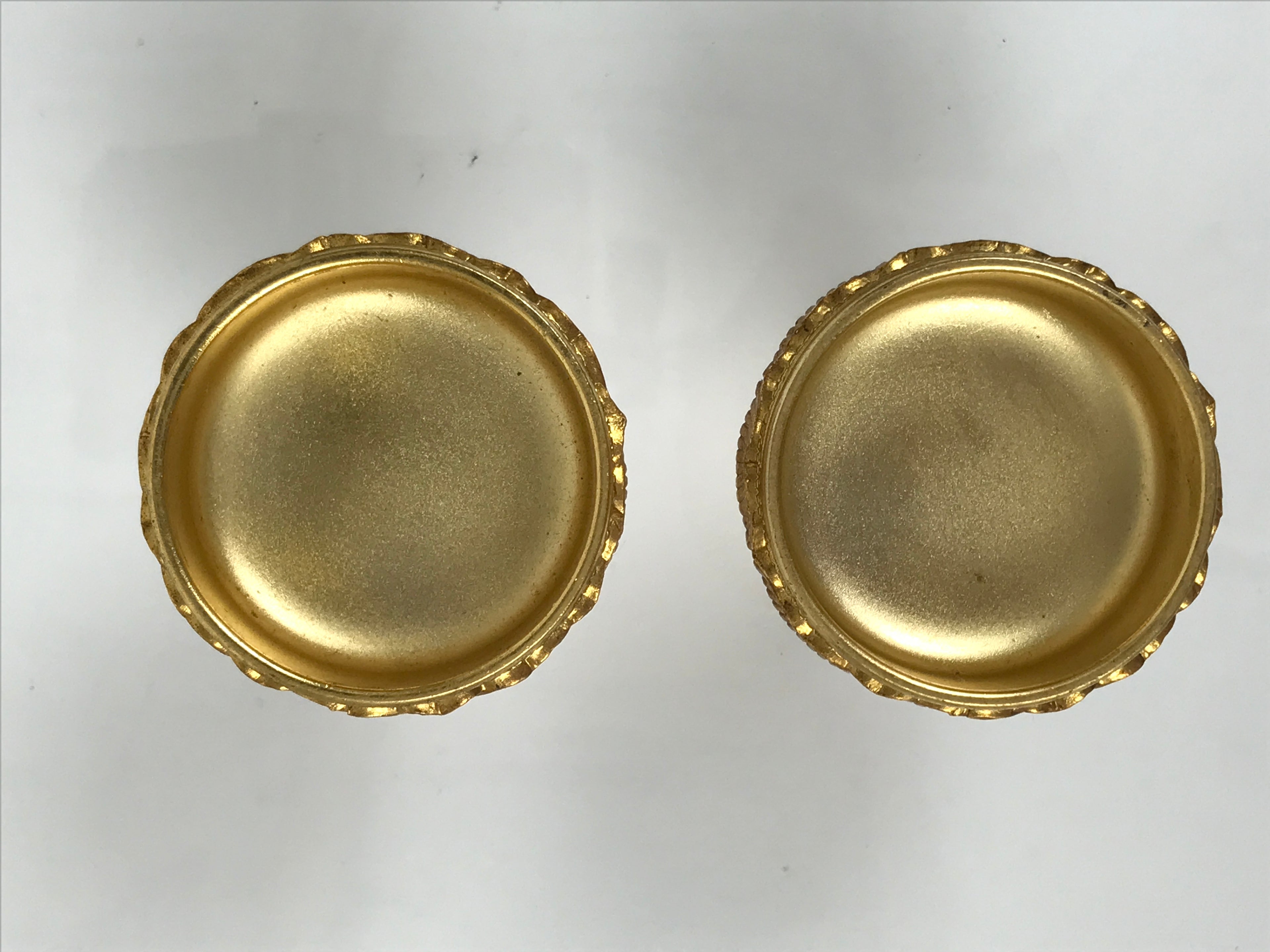 Japanese Buddhist Altar Fitting 24KGP Rice Offering Cup Vtg Gold 2pc Lotus BA762