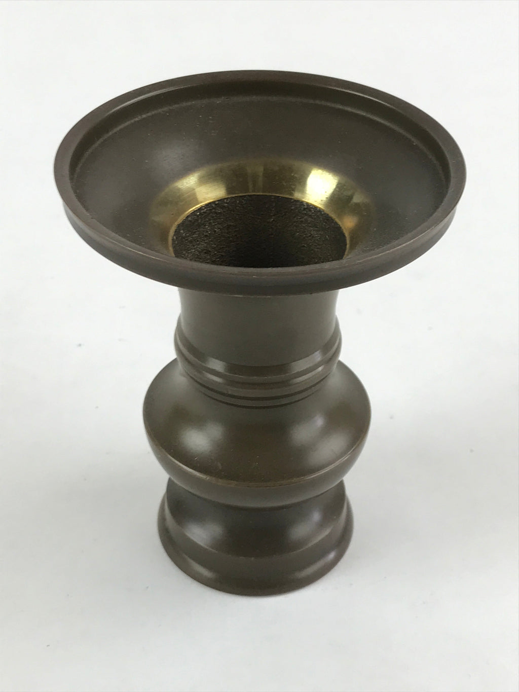 Japanese Buddhist Altar Fitting 2pc Flower Vase Brass Butsudan Brown Gold BA20