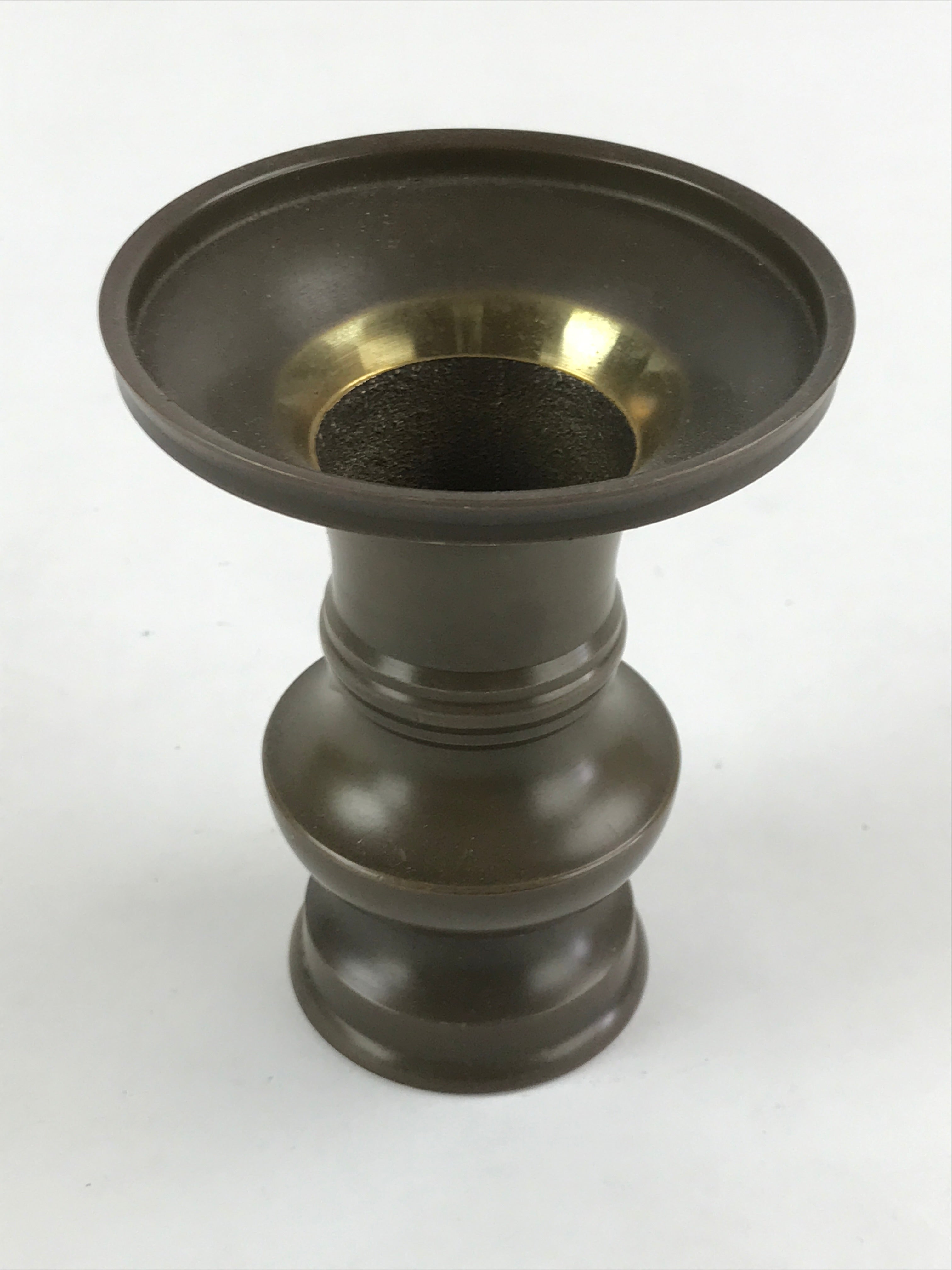 Japanese Buddhist Altar Fitting 2pc Flower Vase Brass Butsudan Brown Gold BA20