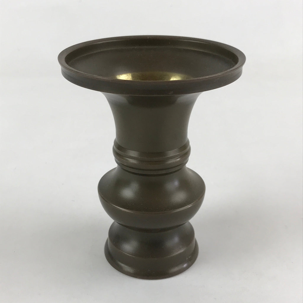 Japanese Buddhist Altar Fitting 2pc Flower Vase Brass Butsudan Brown Gold BA20