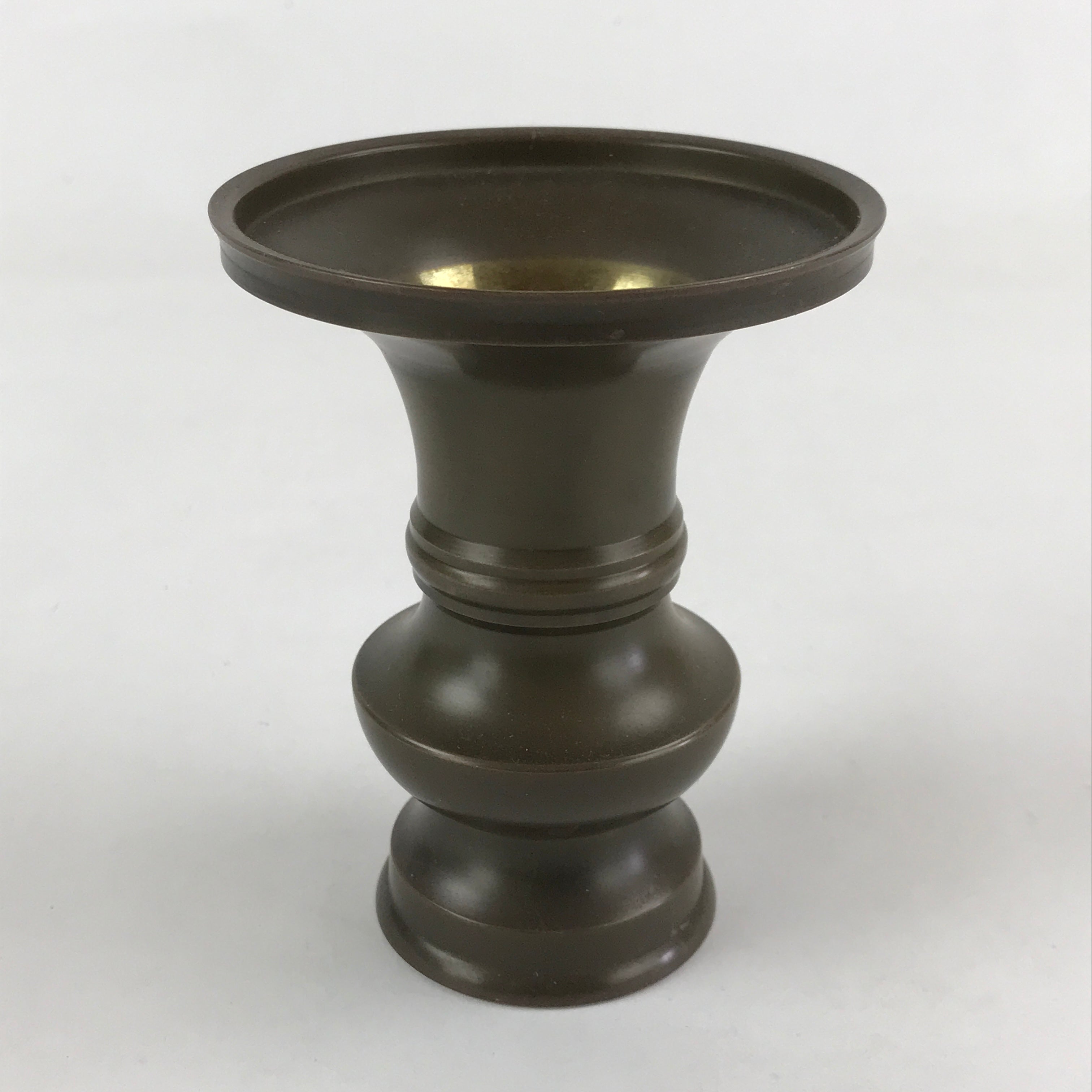 Japanese Buddhist Altar Fitting 2pc Flower Vase Brass Butsudan Brown Gold BA20