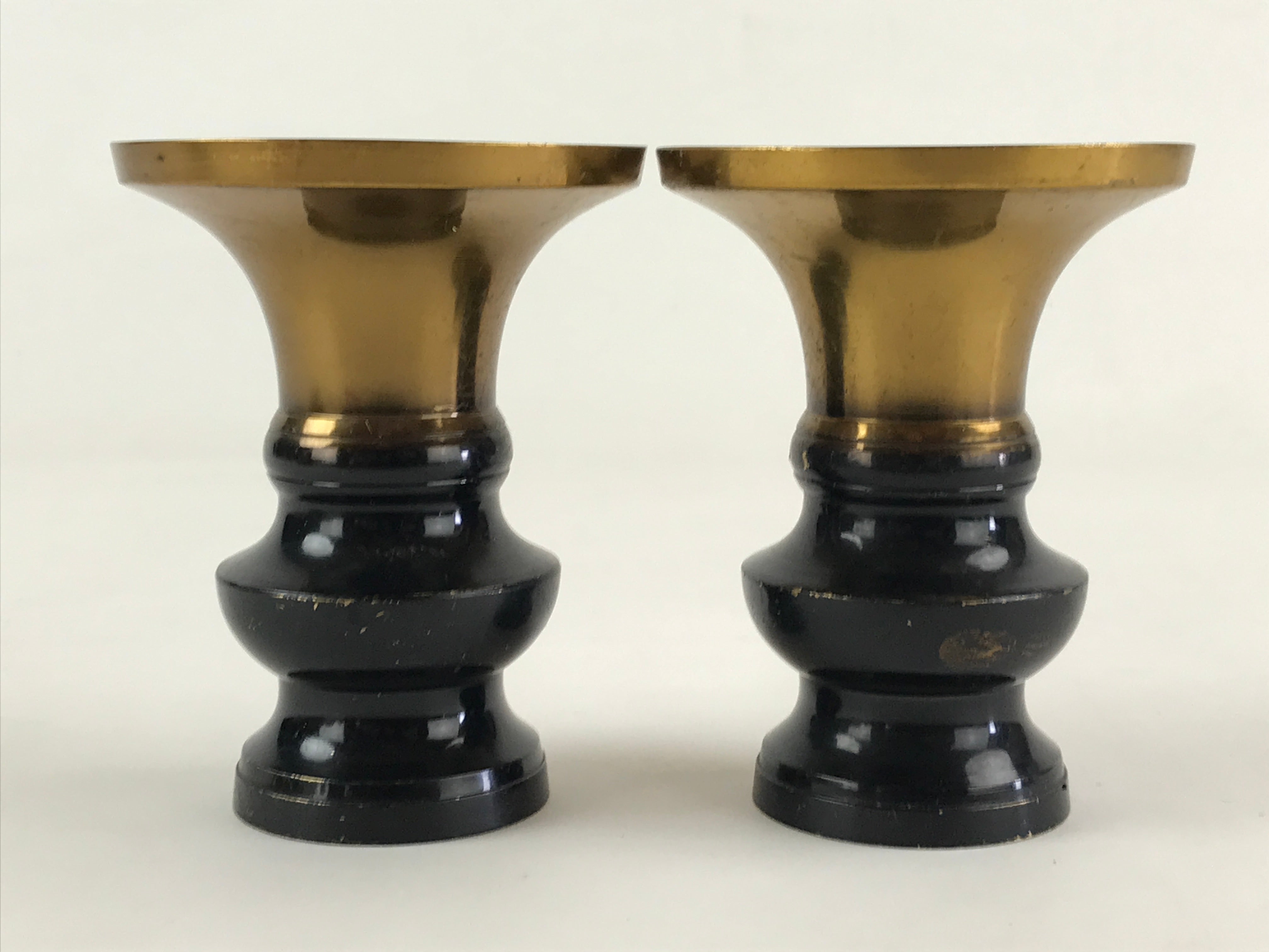 Japanese Buddhist Altar Fitting 2pc Flower Vase Brass Butsudan Gold BA13