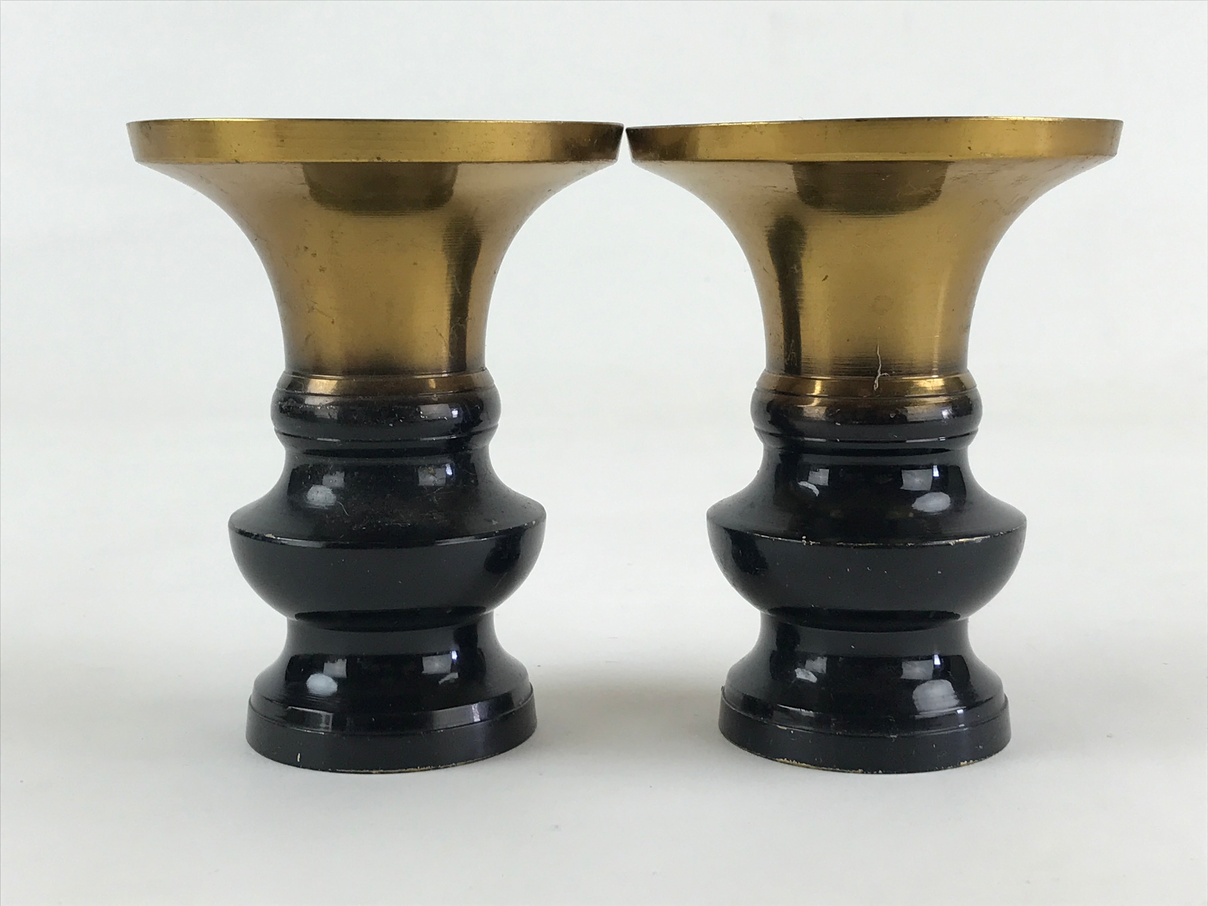 Japanese Buddhist Altar Fitting 2pc Flower Vase Brass Butsudan Gold BA13