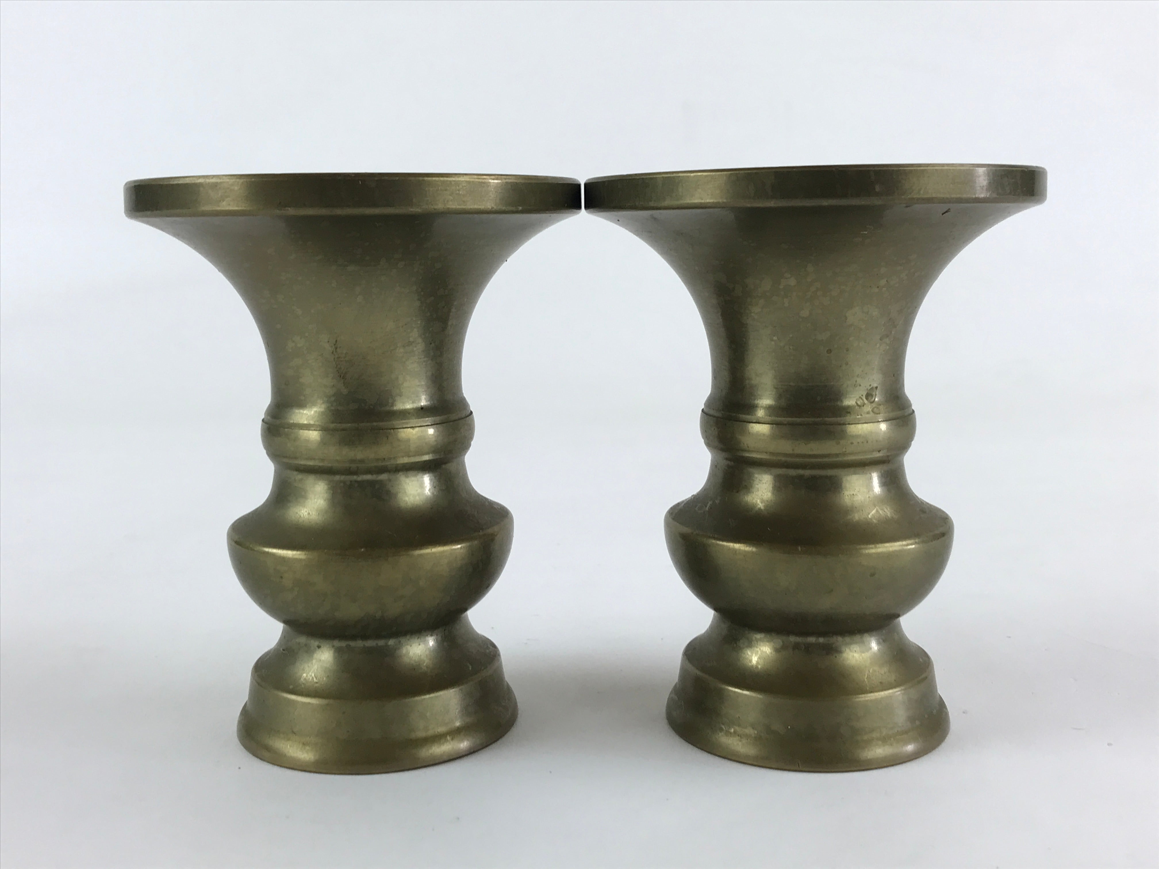 Japanese Buddhist Altar Fitting 2pc Flower Vase Brass Butsudan Gold BA14