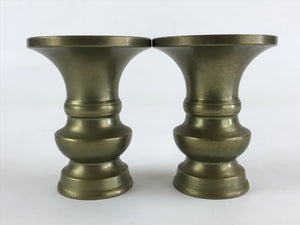 Japanese Buddhist Altar Fitting 2pc Flower Vase Brass Butsudan Gold BA14