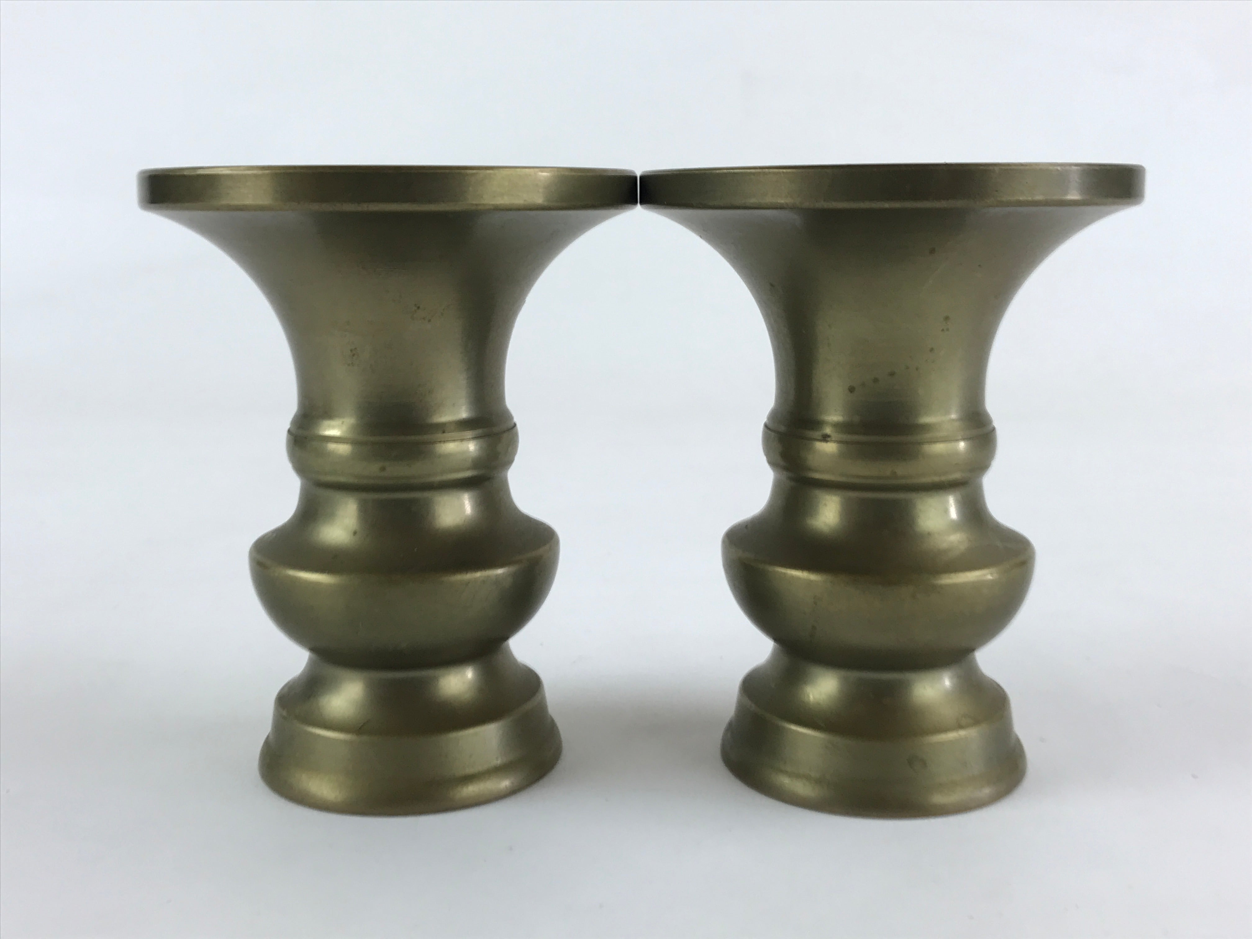 Japanese Buddhist Altar Fitting 2pc Flower Vase Brass Butsudan Gold BA14