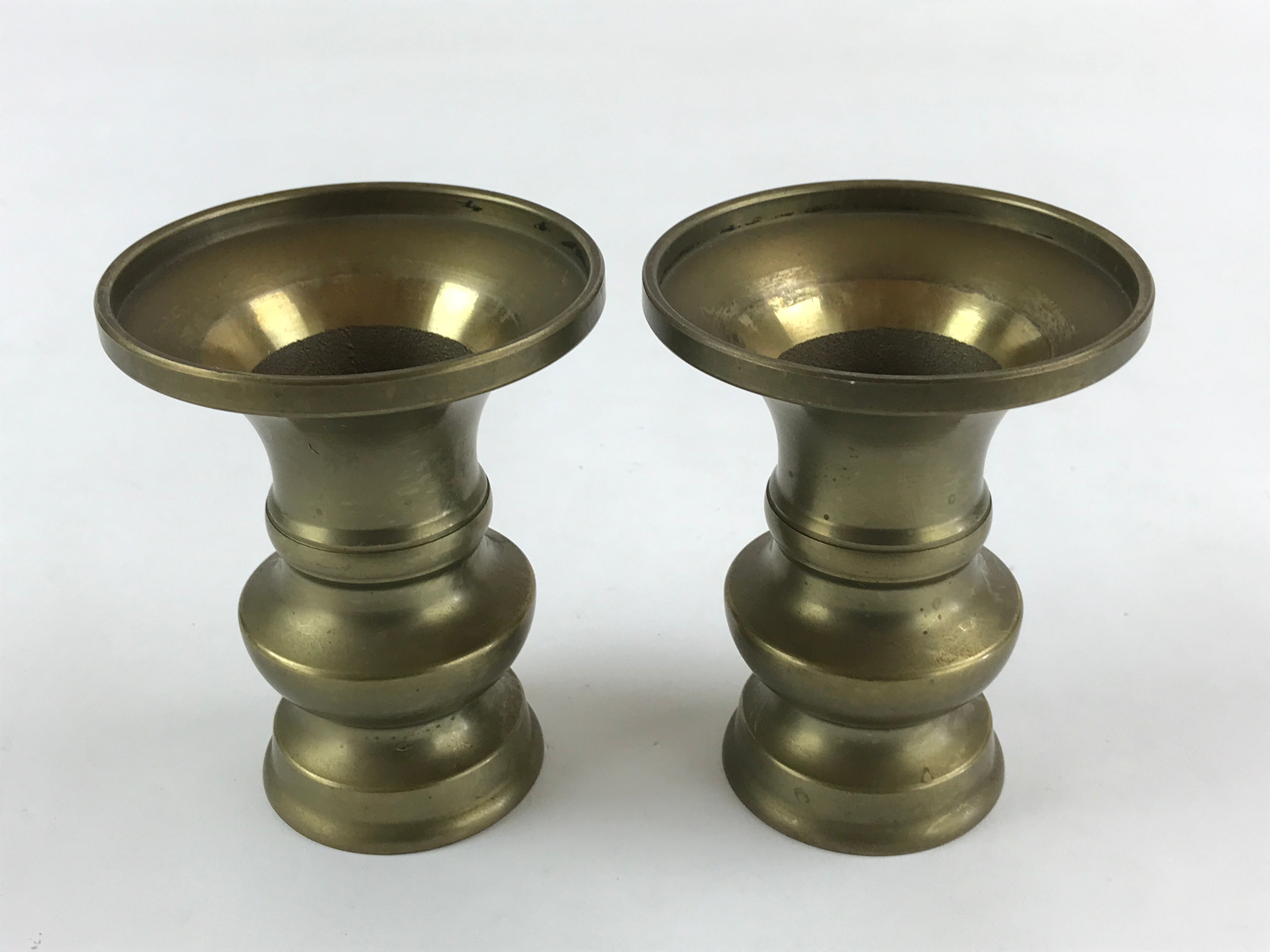 Japanese Buddhist Altar Fitting 2pc Flower Vase Brass Butsudan Gold BA14