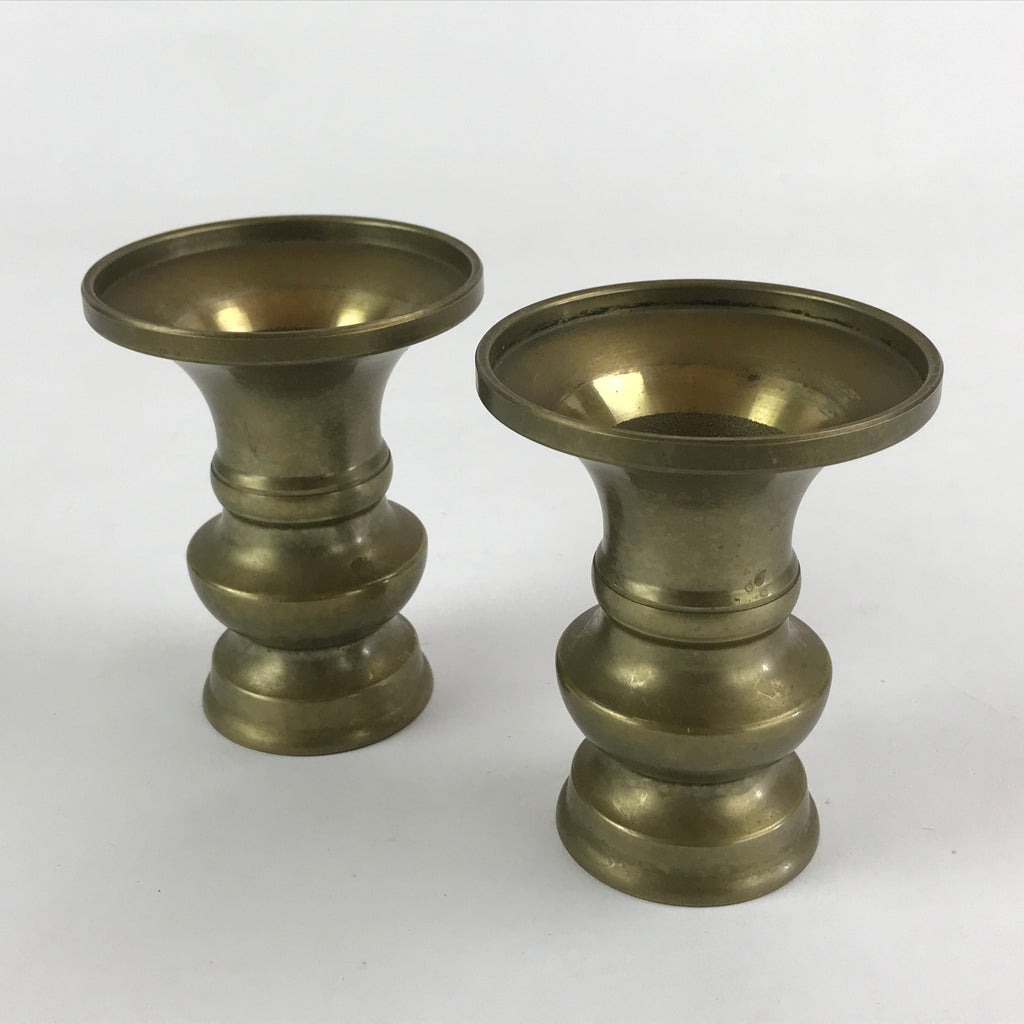 Japanese Buddhist Altar Fitting 2pc Flower Vase Brass Butsudan Gold BA14