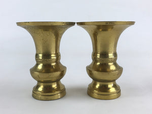 Japanese Buddhist Altar Fitting 2pc Flower Vase Brass Butsudan Gold BA17