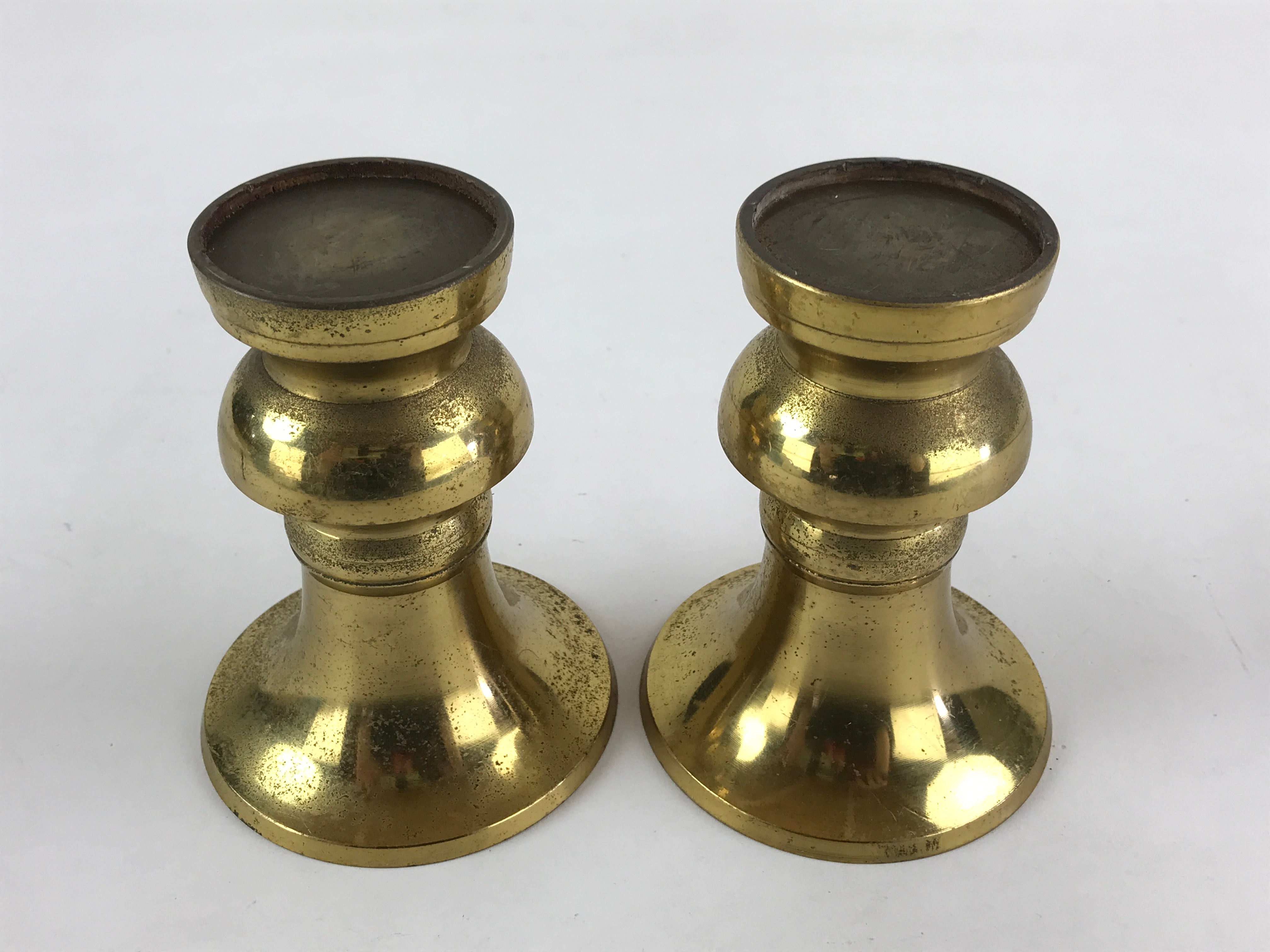 Japanese Buddhist Altar Fitting 2pc Flower Vase Brass Butsudan Gold BA17