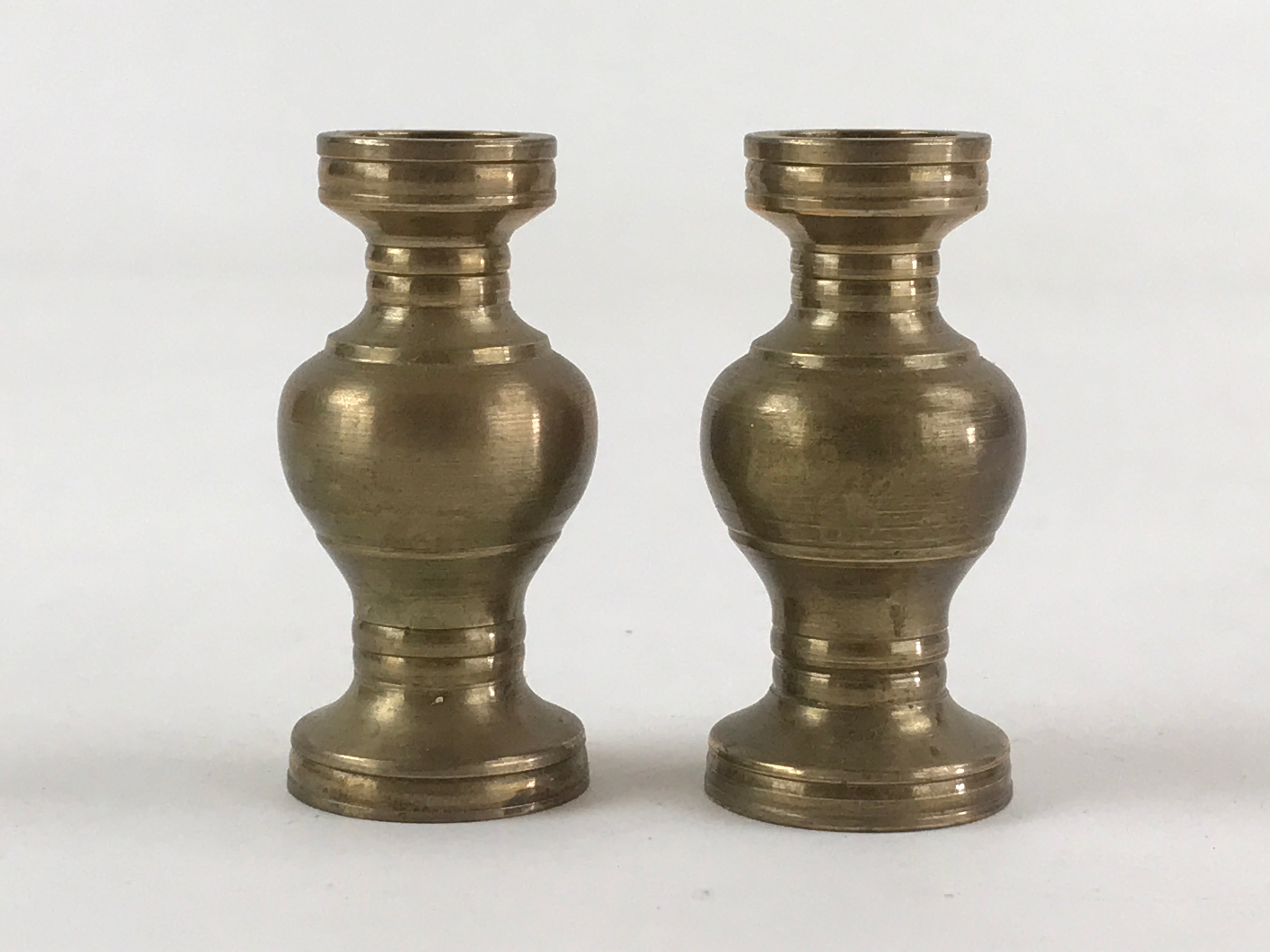 Japanese Buddhist Altar Fitting 2pc Flower Vase Brass Butsudan Gold BA18