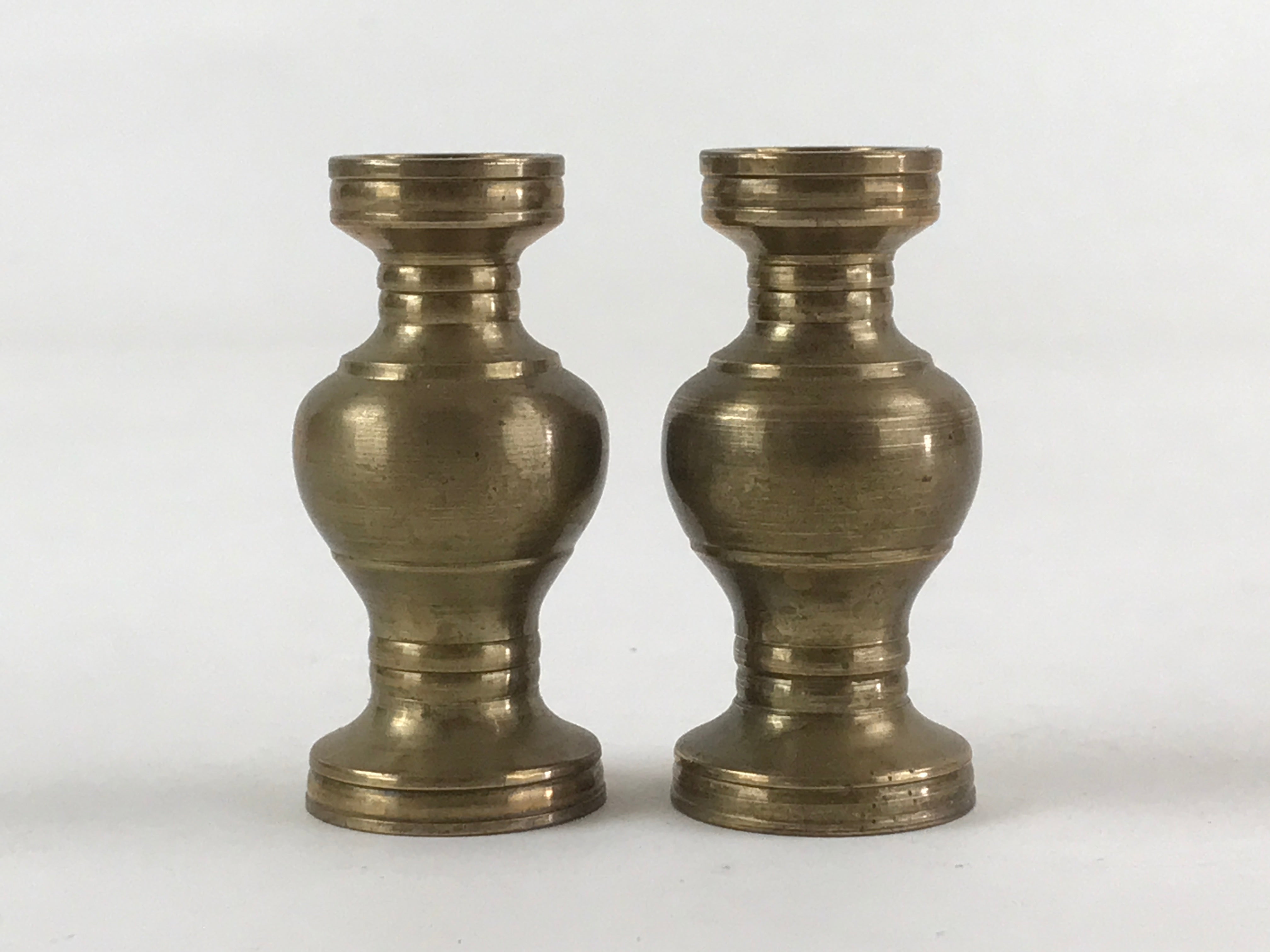 Japanese Buddhist Altar Fitting 2pc Flower Vase Brass Butsudan Gold BA18