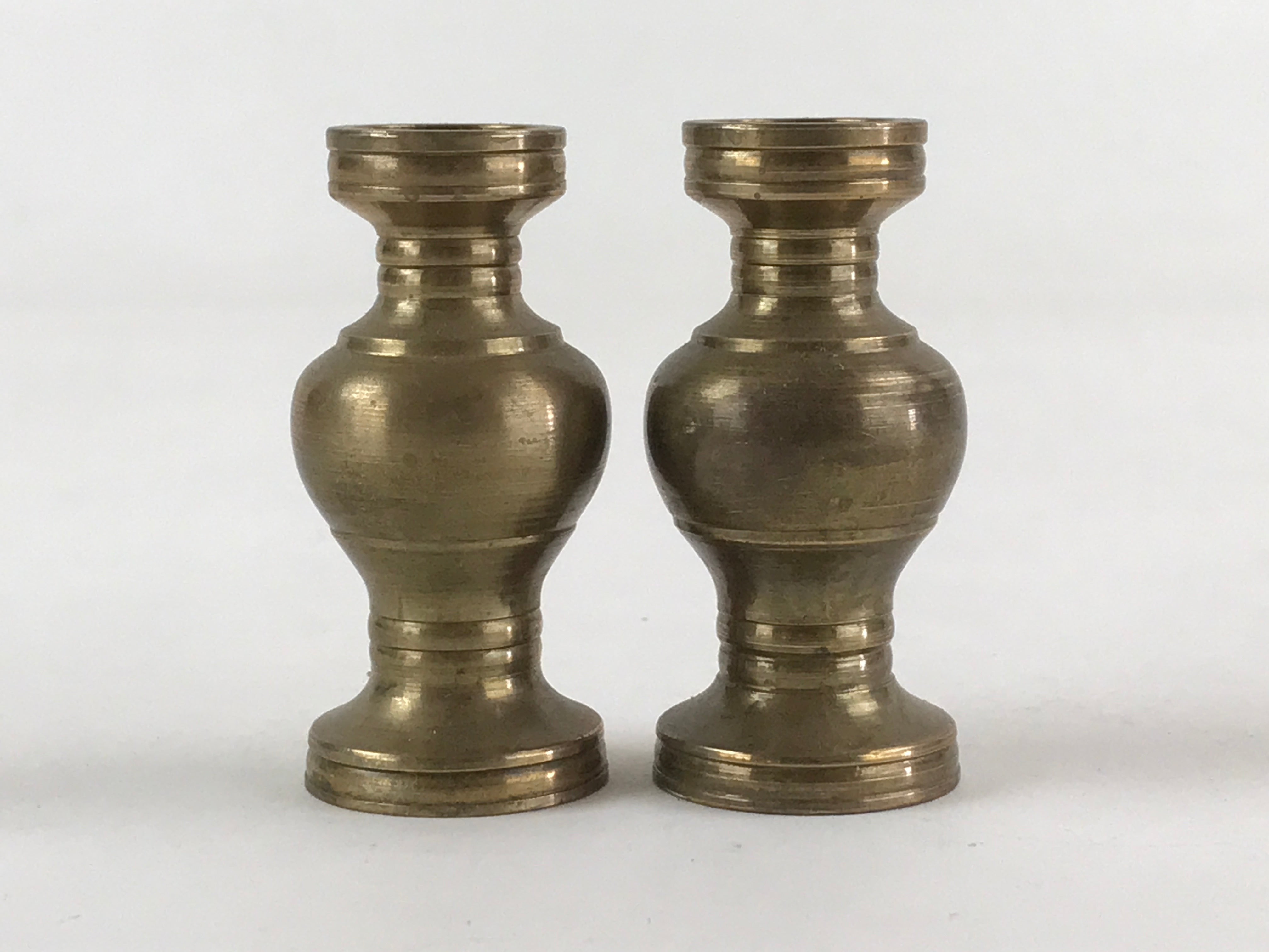 Japanese Buddhist Altar Fitting 2pc Flower Vase Brass Butsudan Gold BA18