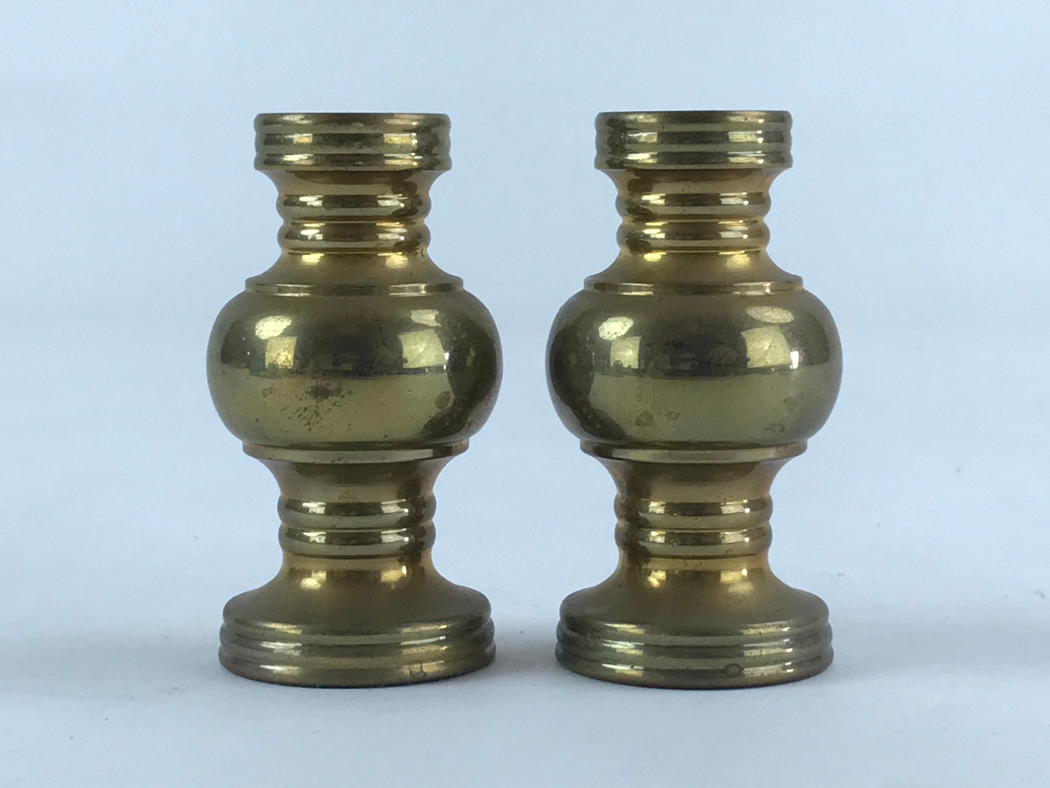 Japanese Buddhist Altar Fitting 2pc Flower Vase Brass Butsudan Gold BA19