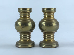 Japanese Buddhist Altar Fitting 2pc Flower Vase Brass Butsudan Gold BA19