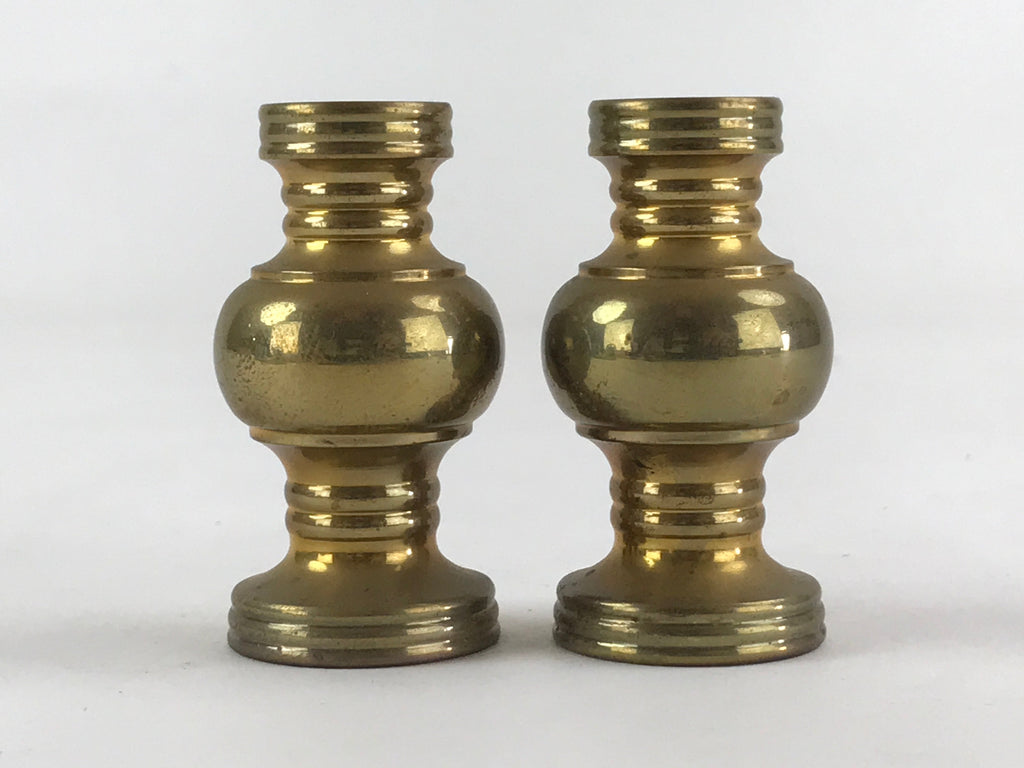 Japanese Buddhist Altar Fitting 2pc Flower Vase Brass Butsudan Gold BA19
