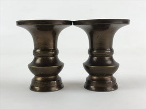 Japanese Buddhist Altar Fitting 2pc Flower Vase Stand Brass Butsudan Gold BA16