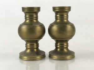 Japanese Buddhist Altar Fitting 2pc Flower Vase Stand Brass Butsudan Gold BU966