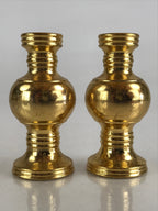 Japanese Buddhist Altar Fitting 2pc Flower Vase Stand Vtg Brass Butsudan Gold BU