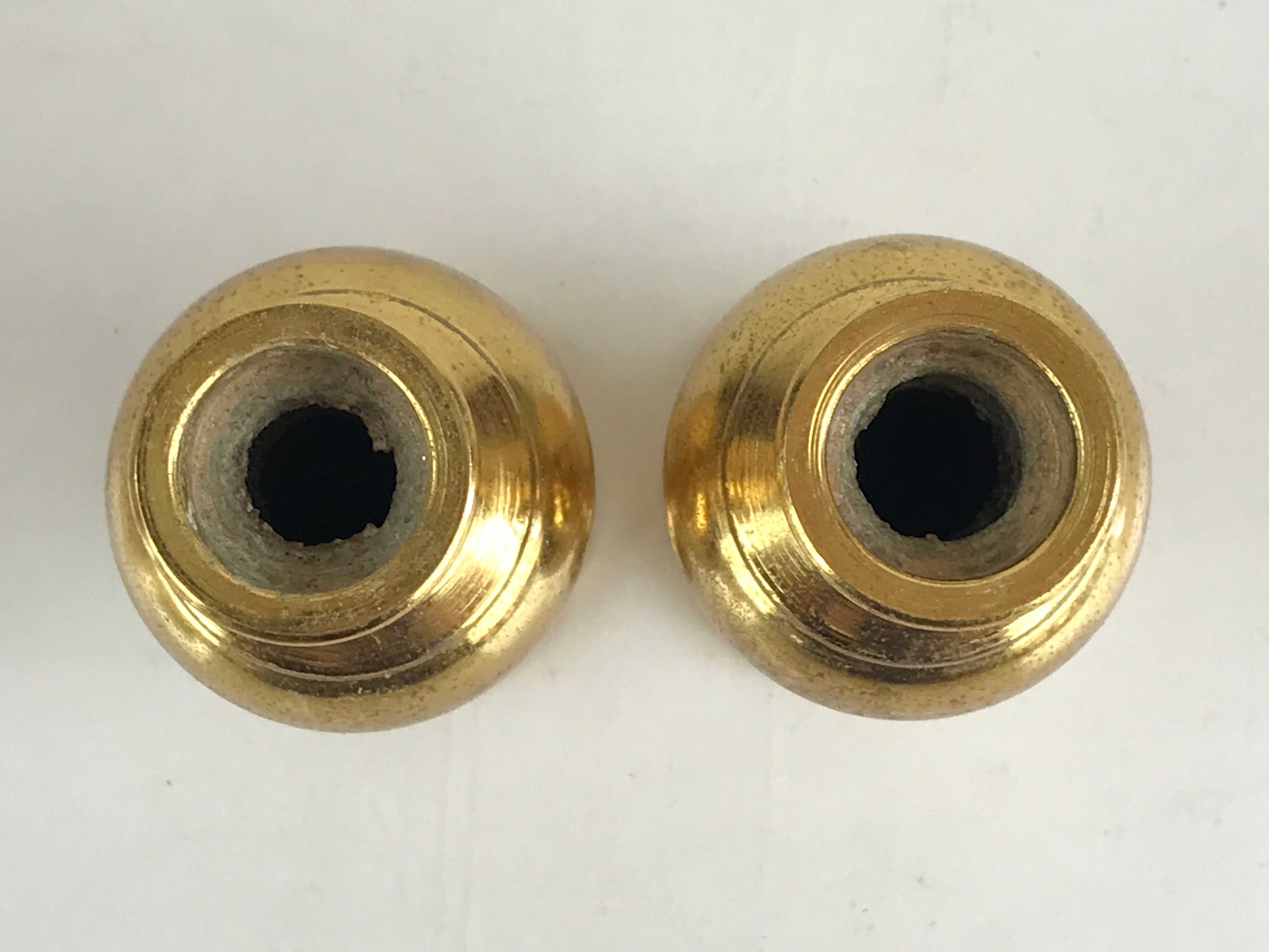 Japanese Buddhist Altar Fitting 2pc Flower Vase Stand Vtg Brass Butsudan Gold BU