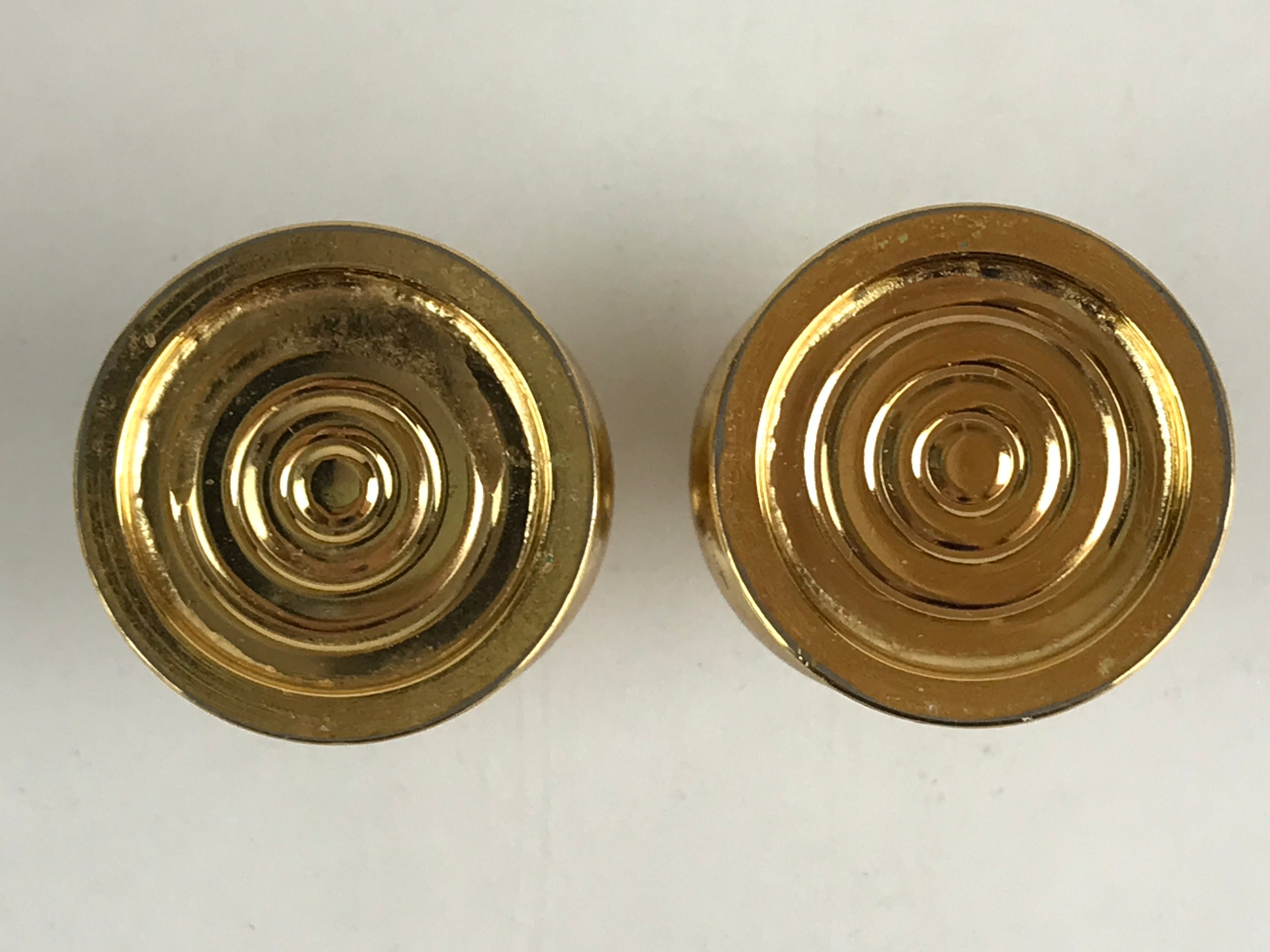 Japanese Buddhist Altar Fitting 2pc Flower Vase Stand Vtg Brass Butsudan Gold BU