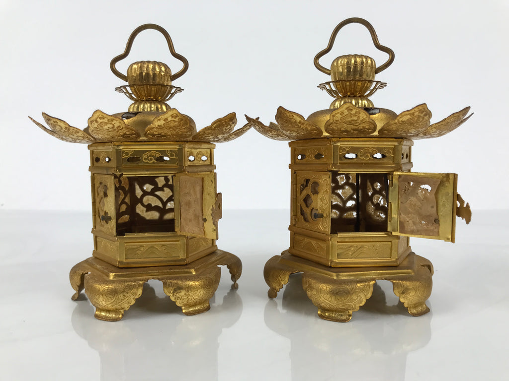Japanese Buddhist Altar Fitting Brass Butsudan Hanging Lantern Tsuri Toro BA838