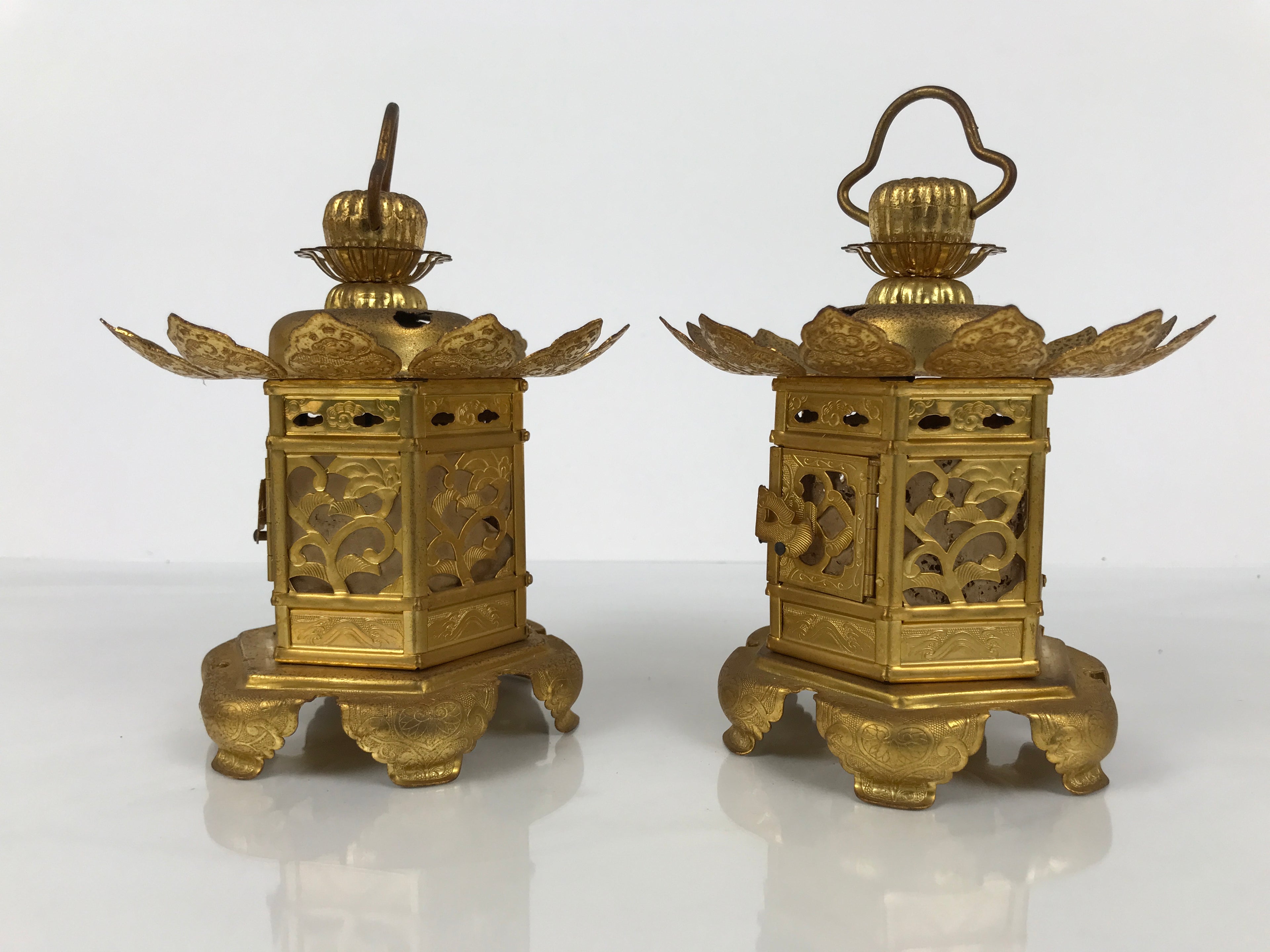 Japanese Buddhist Altar Fitting Brass Butsudan Hanging Lantern Tsuri Toro BA838