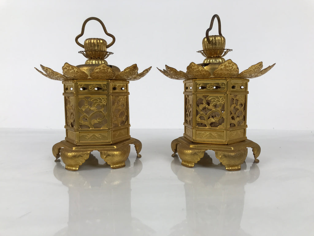 Japanese Buddhist Altar Fitting Brass Butsudan Hanging Lantern Tsuri Toro BA838