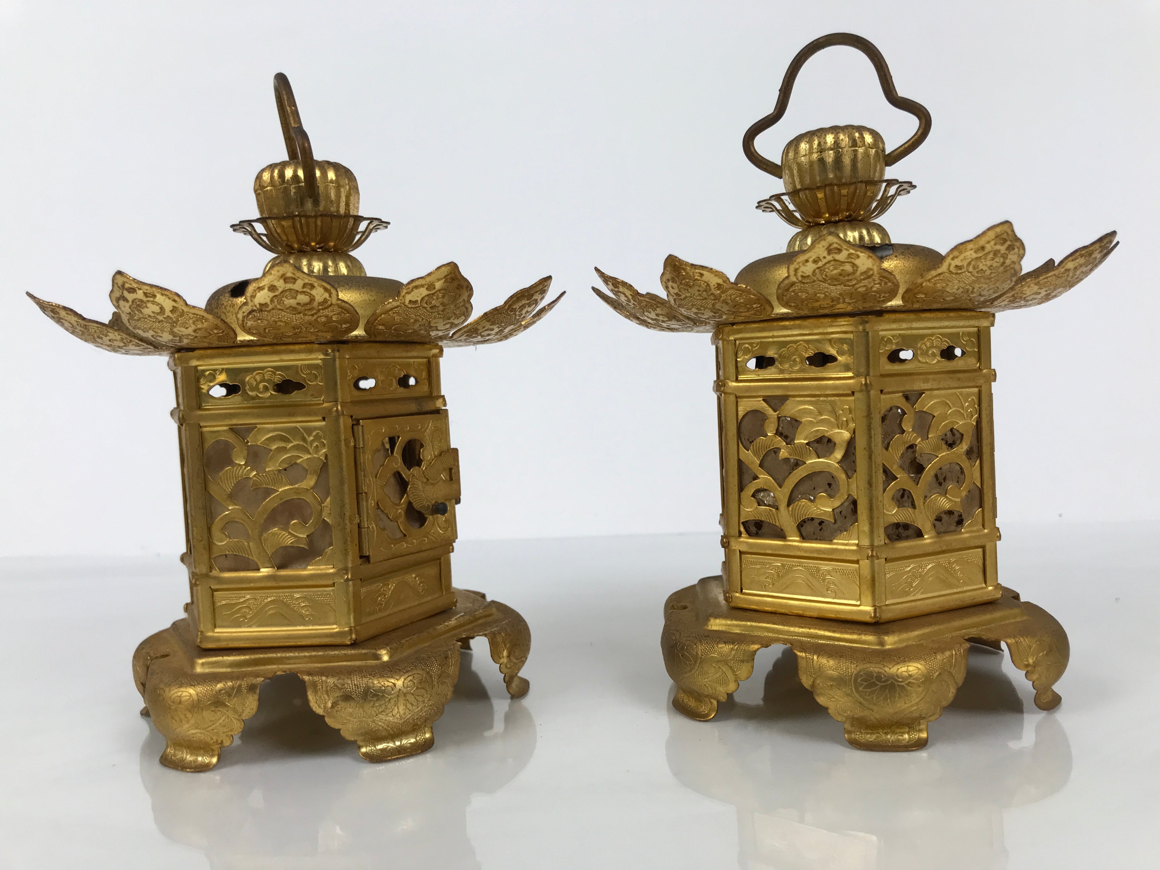 Japanese Buddhist Altar Fitting Brass Butsudan Hanging Lantern Tsuri Toro BA838