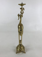 Japanese Buddhist Altar Fitting Brass Candle Stand Vtg Crane Shokudai BA49