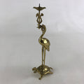 Japanese Buddhist Altar Fitting Brass Candle Stand Vtg Crane Shokudai BA49