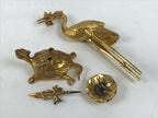 Japanese Buddhist Altar Fitting Brass Candle Stand Vtg Crane Shokudai BA646