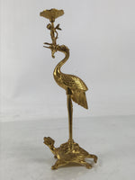 Japanese Buddhist Altar Fitting Brass Candle Stand Vtg Crane Shokudai BA646