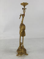 Japanese Buddhist Altar Fitting Brass Candle Stand Vtg Crane Shokudai BA646