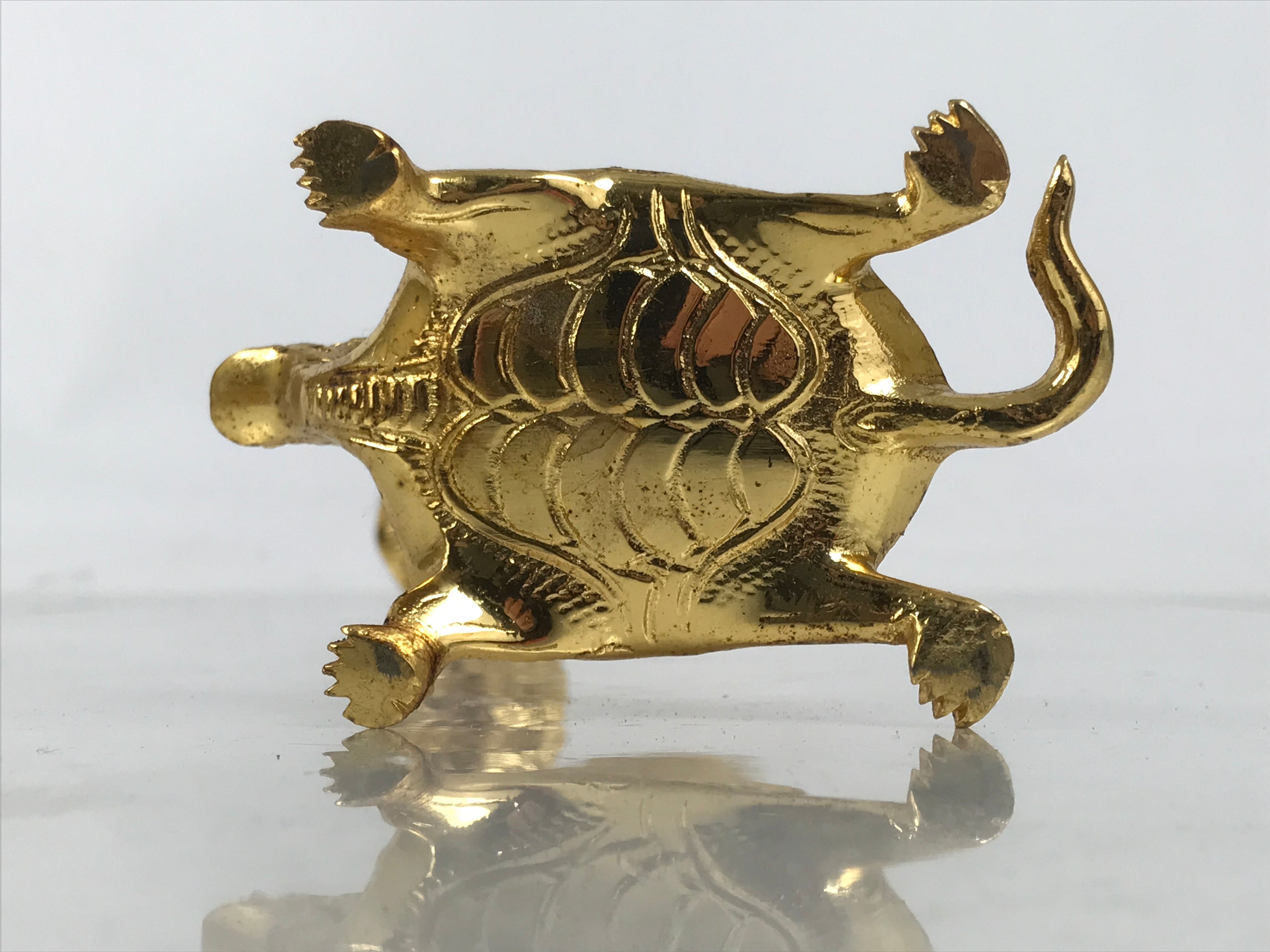 Japanese Buddhist Altar Fitting Brass Candle Stand Vtg Crane Shokudai BA646