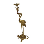 Japanese Buddhist Altar Fitting Brass Candle Stand Vtg Crane Shokudai BA646