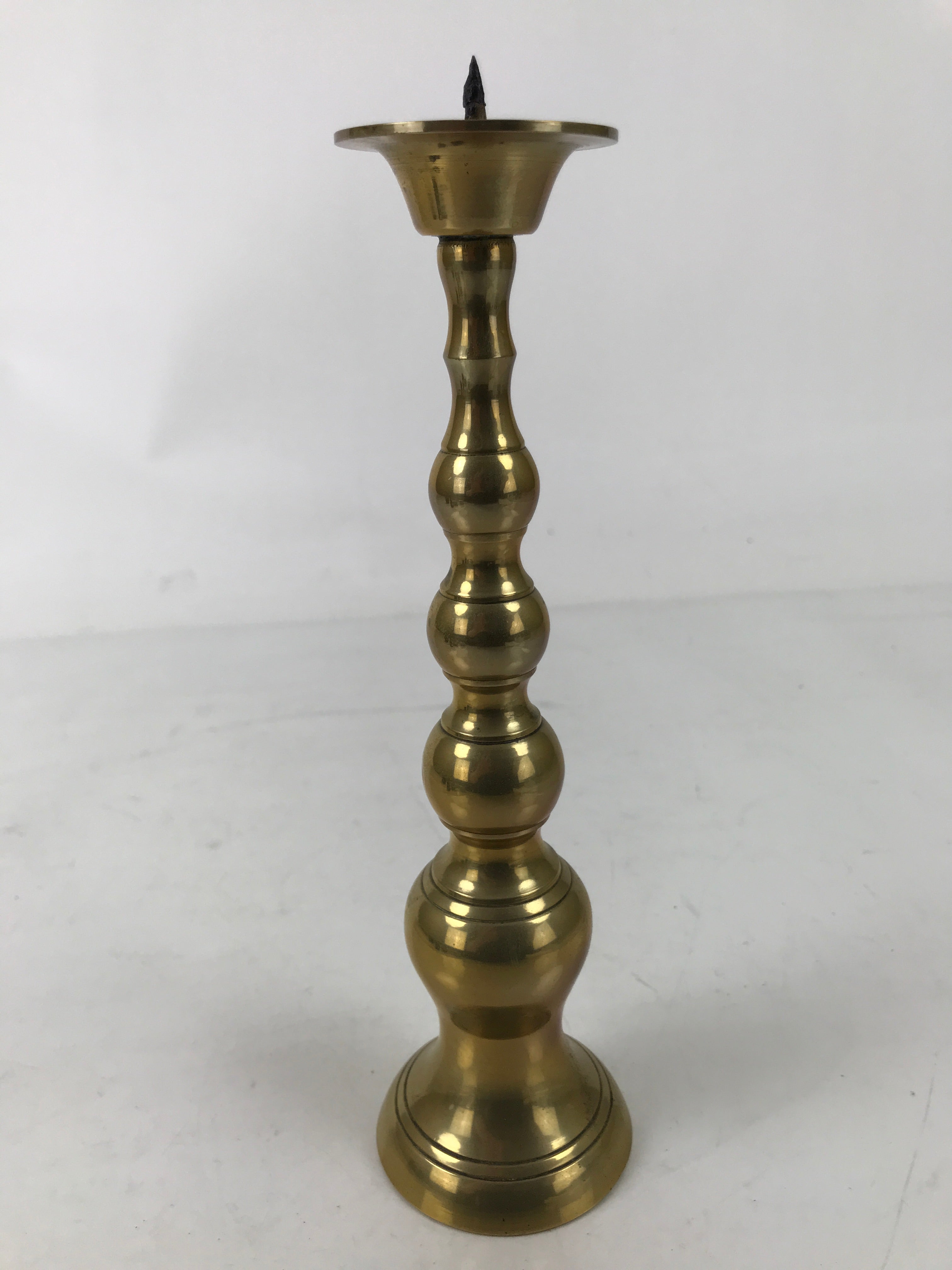 Japanese Buddhist Altar Fitting Brass Candle Stand Vtg Metal Shokudai Gold BA533
