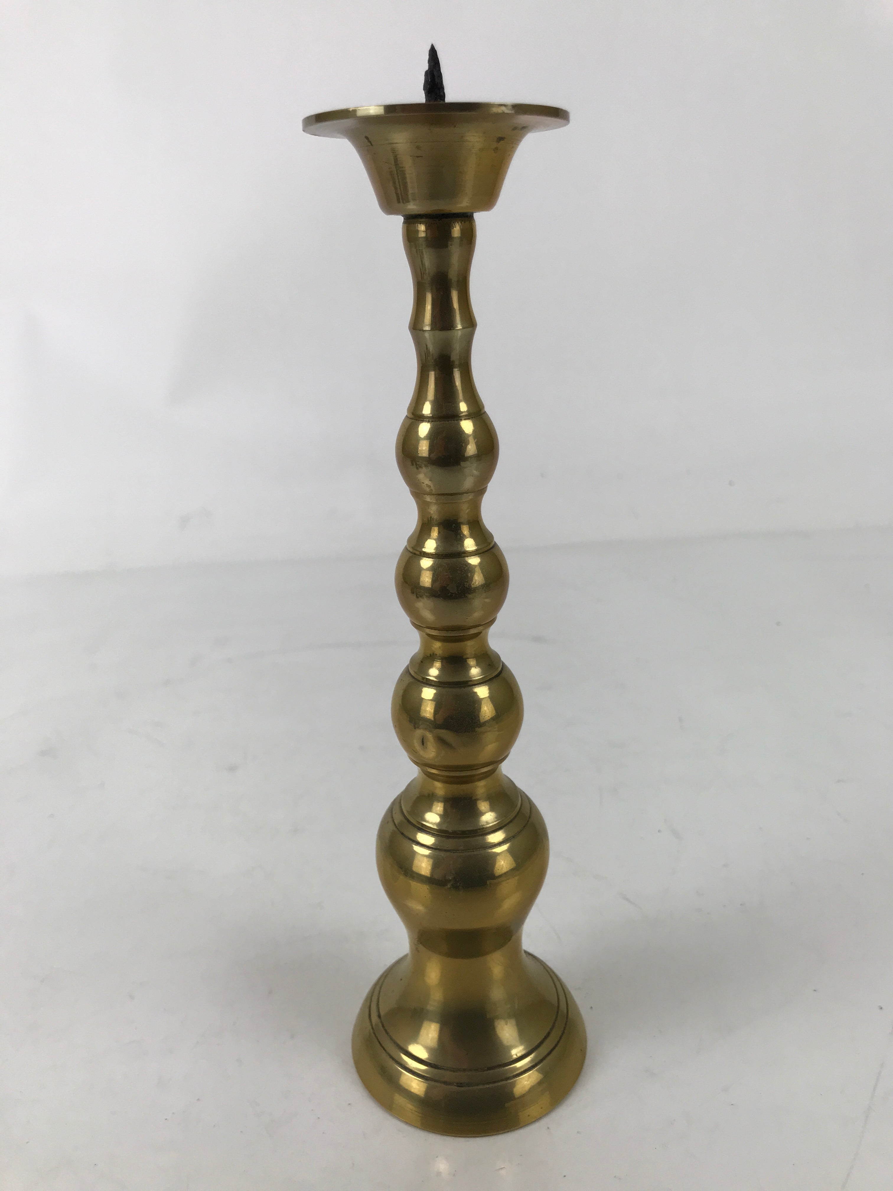 Japanese Buddhist Altar Fitting Brass Candle Stand Vtg Metal Shokudai Gold BA533