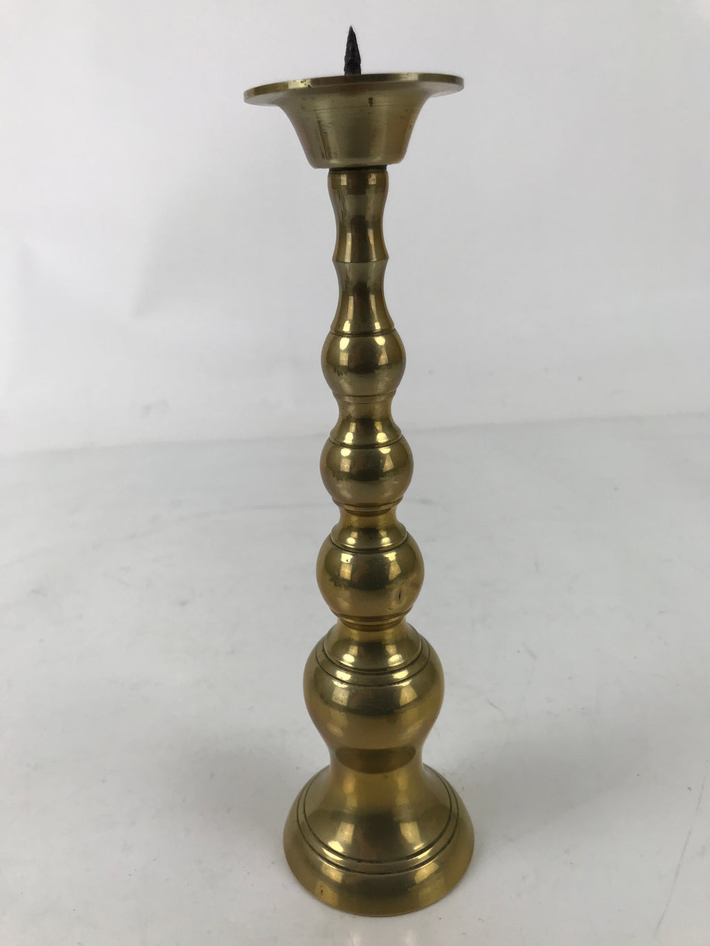 Japanese Buddhist Altar Fitting Brass Candle Stand Vtg Metal Shokudai Gold BA533