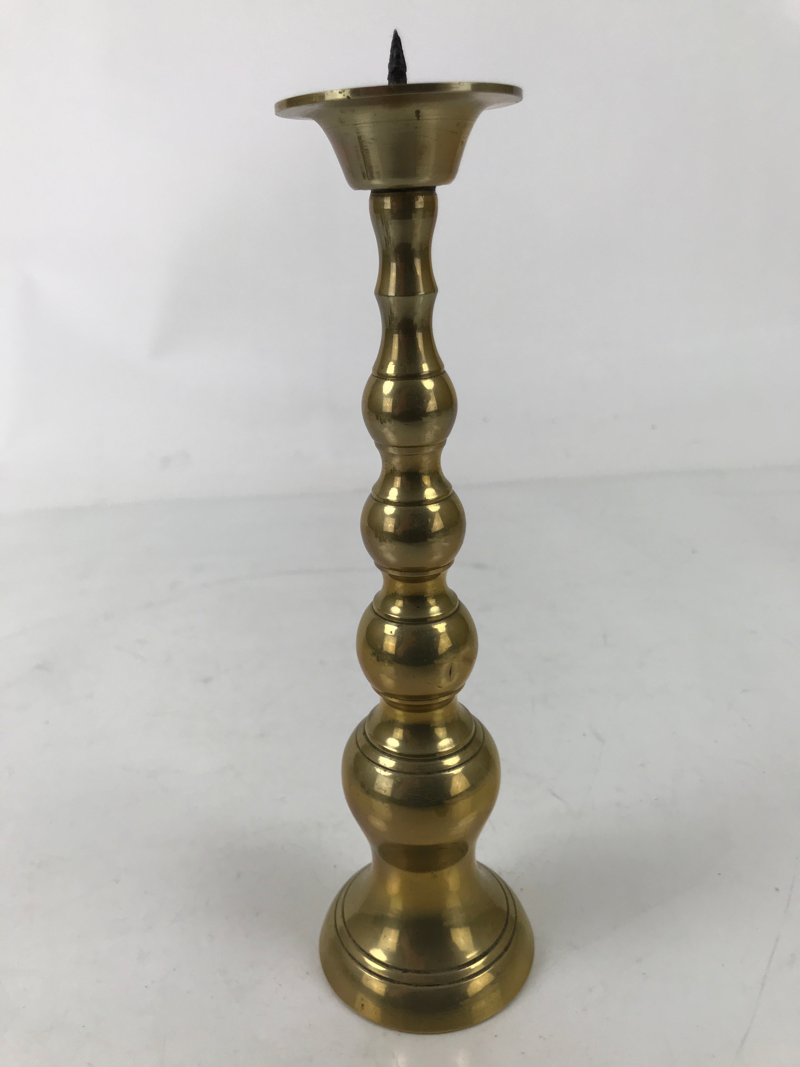 Japanese Buddhist Altar Fitting Brass Candle Stand Vtg Metal Shokudai Gold BA533