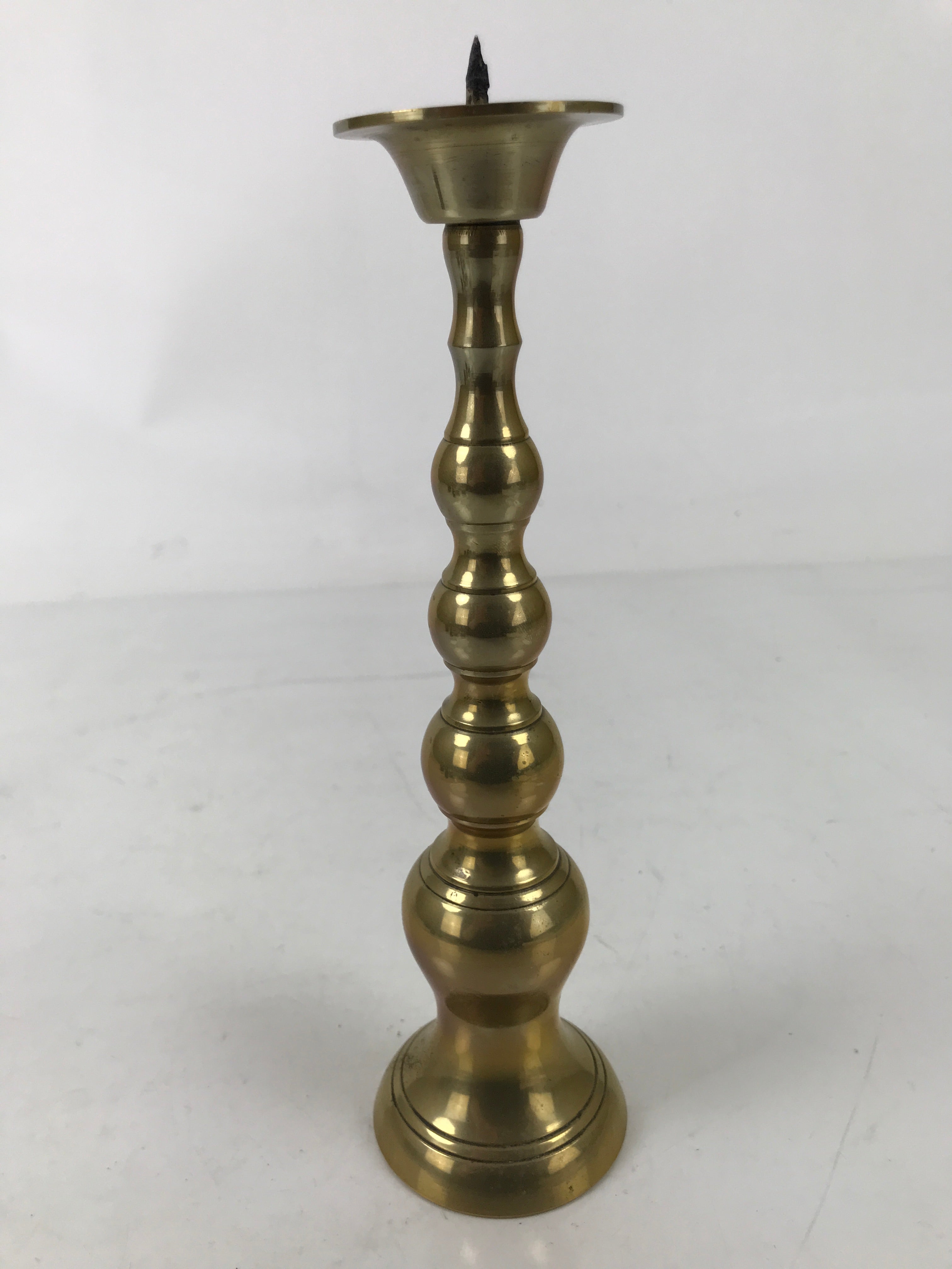 Japanese Buddhist Altar Fitting Brass Candle Stand Vtg Metal Shokudai Gold BA533