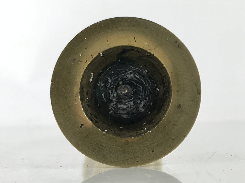 Japanese Buddhist Altar Fitting Brass Candle Stand Vtg Metal Shokudai Gold BA533