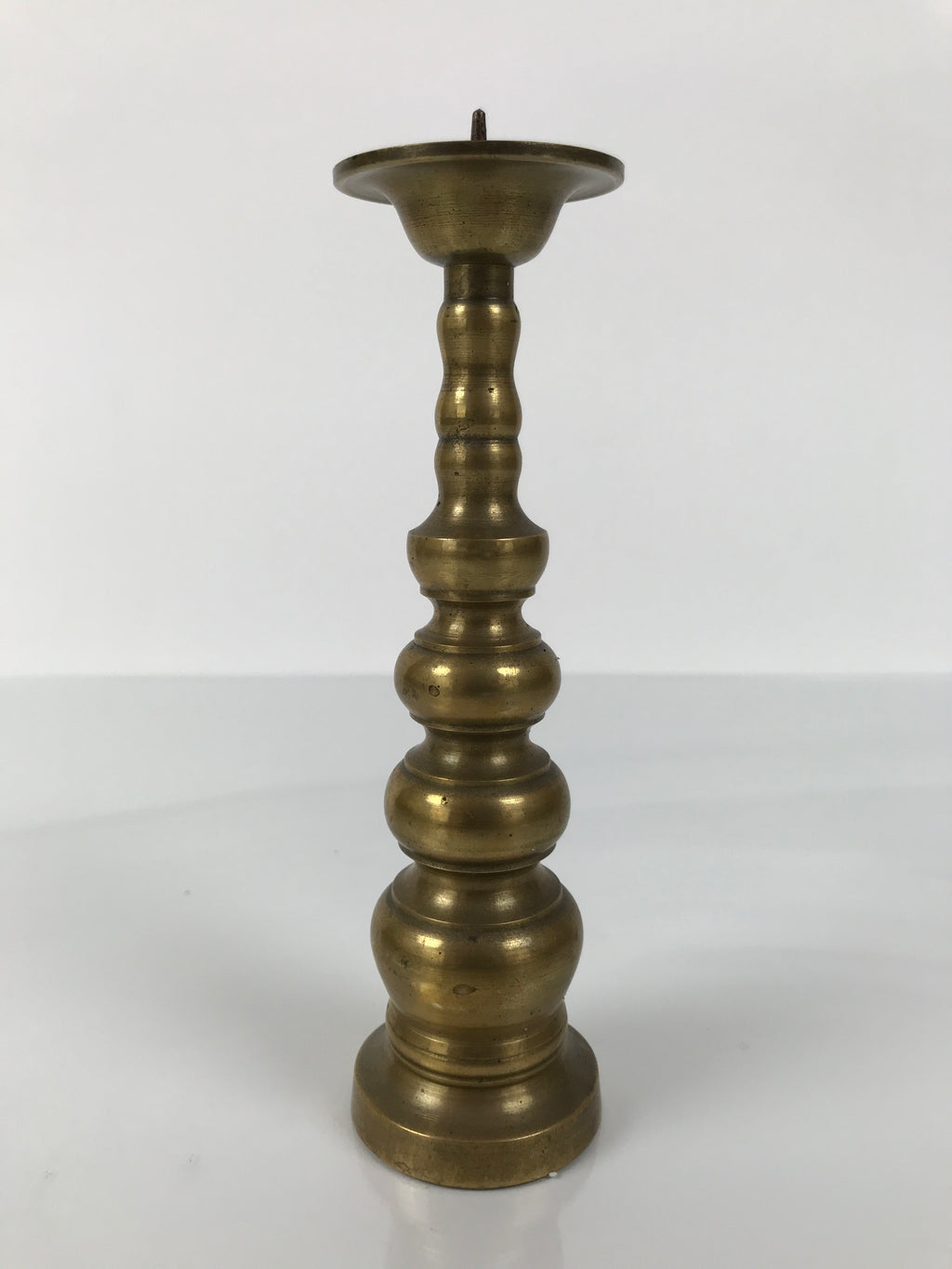 Japanese Buddhist Altar Fitting Brass Candle Stand Vtg Metal Shokudai Gold BA770