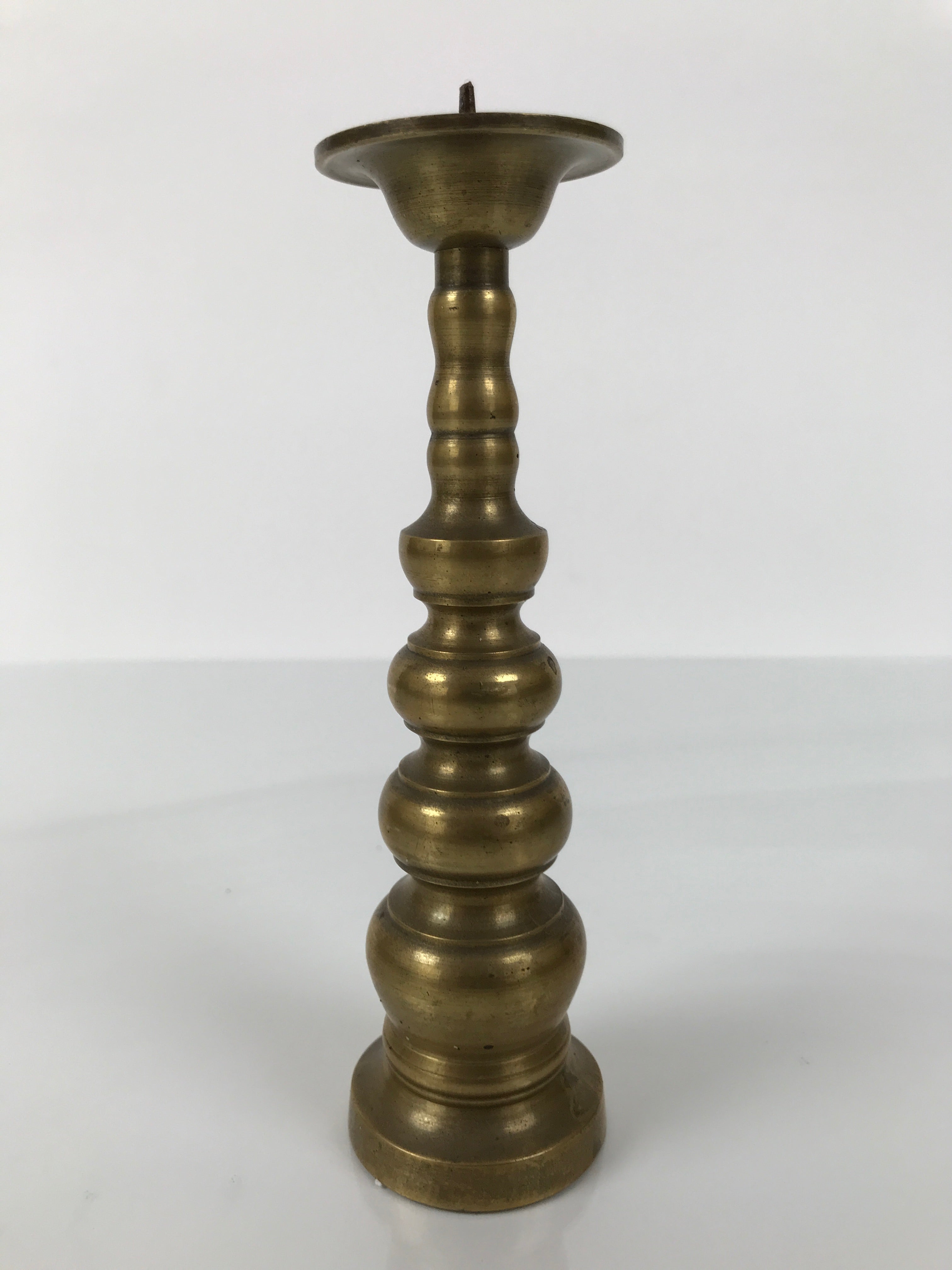Japanese Buddhist Altar Fitting Brass Candle Stand Vtg Metal Shokudai Gold BA770