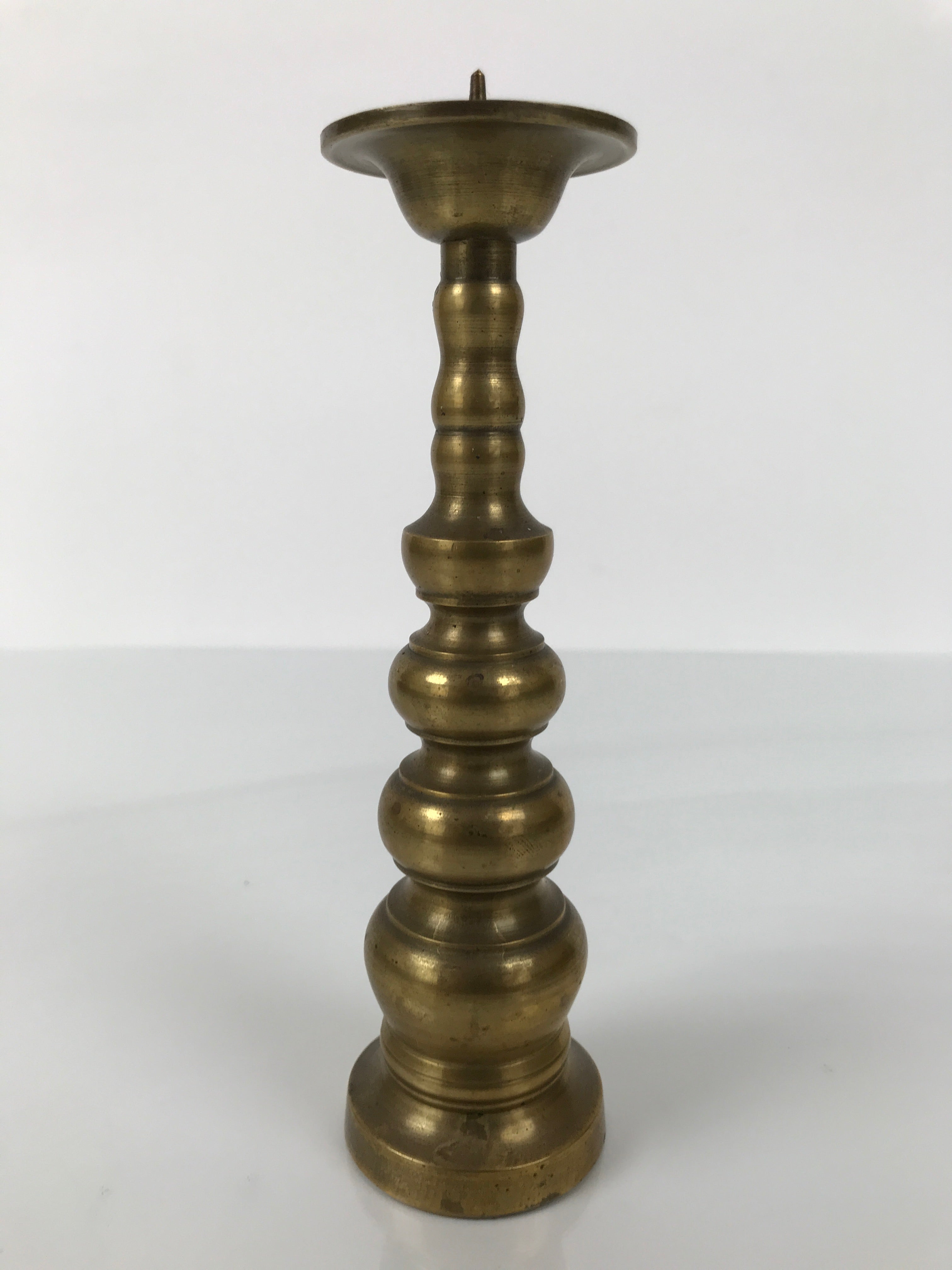Japanese Buddhist Altar Fitting Brass Candle Stand Vtg Metal Shokudai Gold BA770